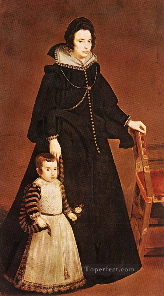 Dona Antonia de Ipenarrieta y Galdos and her Son Luis portrait Diego Velazquez Oil Paintings